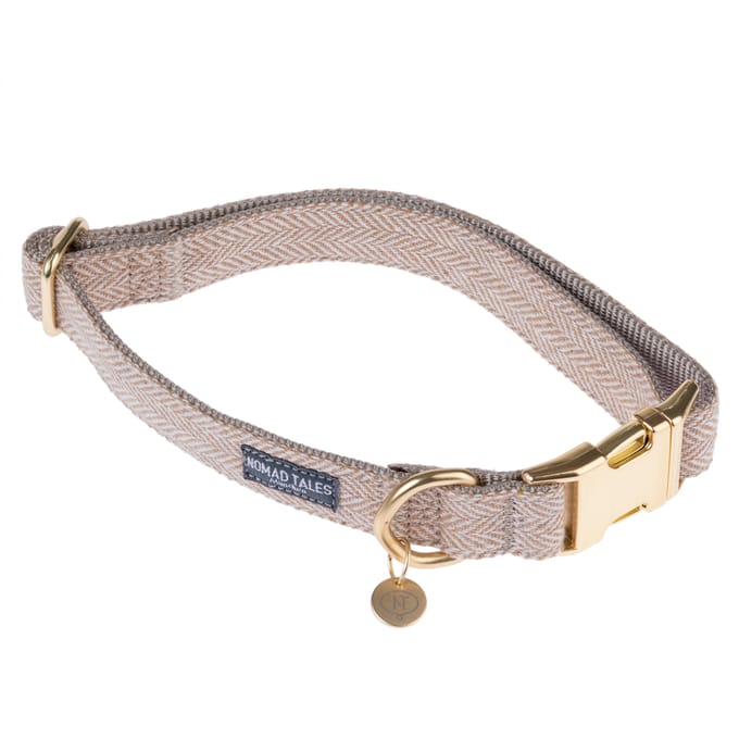 Nomad Tales Calma Halsband, sand - Maat M: 34 - 55 cm Halsomvang, B 20 mm