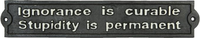 Clayre & Eef Tekstbord 33*6 cm Bruin Metaal Wandbord Quote Bord