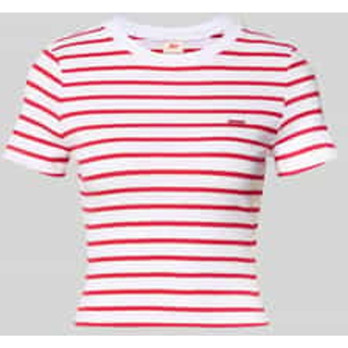 T-shirt in riblook met label-stitching
