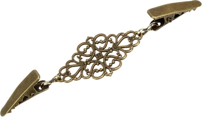 Fako Bijoux® - Vestsluiting - Vestclip - Sjaalspeld - Vestklem - Open - Ovaal - Bronskleurig