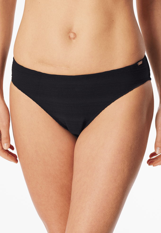 Bikinislip met strepen, zwart - aquablauw 36