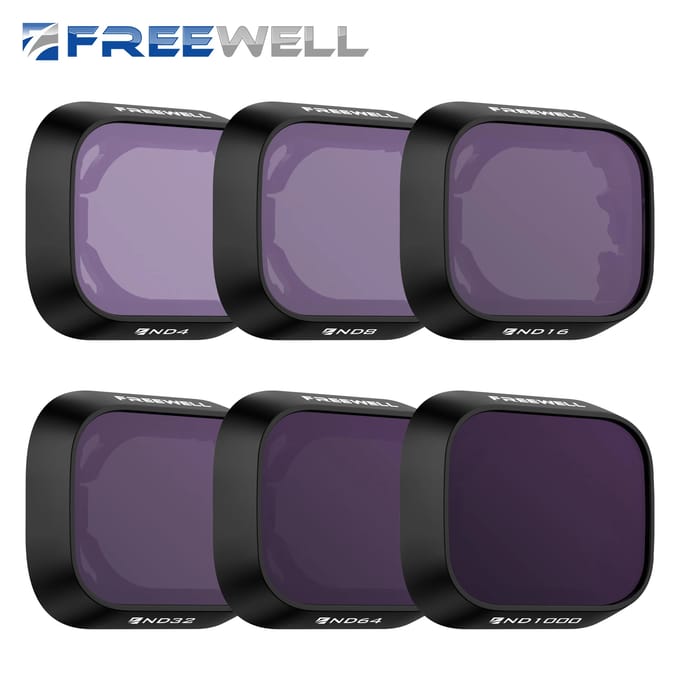 Freewell 6-pack ND-filters, ND4, ND8, ND16, ND32, ND64, ND1000 filter compatibel met DJI Mini 3 en Mini 3 Pro camera-accessoires