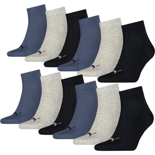 Puma Quarter Sokken Plain 12-pack Navy / Grey / Nightshadow Blue-43/46