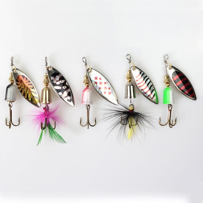 Spinner Lure Bait Long Cast Lepel Lures snoek Metalen Vislokmiddel Bas Harde Aas Met Haken gray