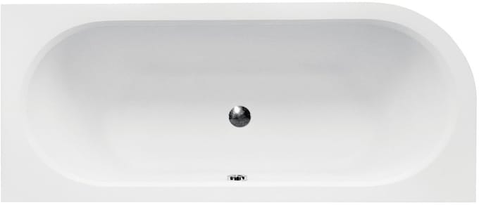 Badland AVITA hoekbad 150 x 75 cm links wit met bamboe badplank zonder zijpaneel
