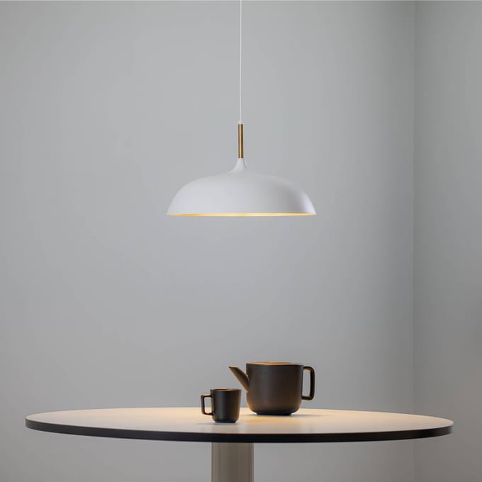 Moderne Witte Metalen Hanglamp Goud - Lincoln Collectie