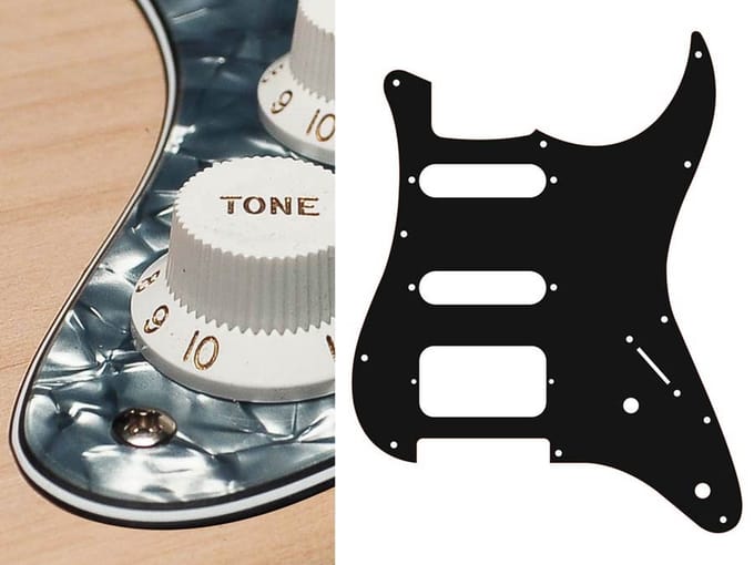 Boston ST-422-PB pickguard, Stallion, SSH, 2 pot holes, 3-5 switch, 4 ply, pearl black