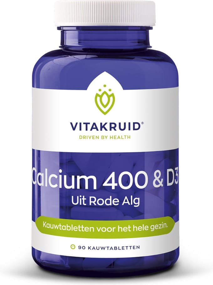 Vitakruid Calcium 400 & D3 uit duurzame Rode Alg Aquamin TG 90 Kauwtabletten