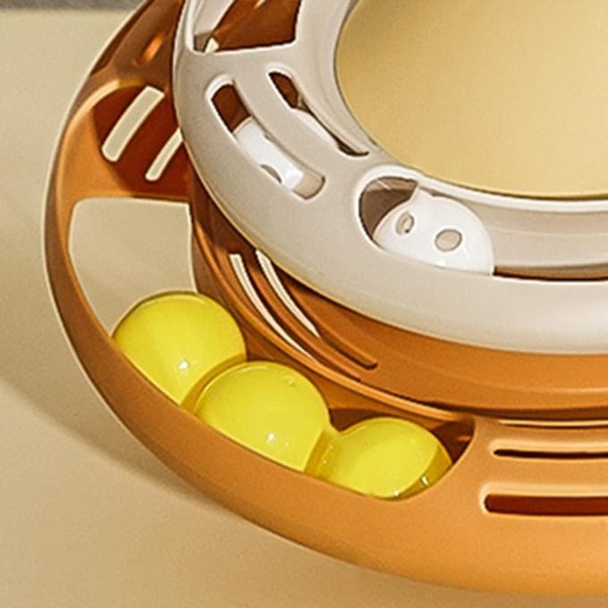 Katten Draaitafel Speelgoed Interactief Grappig Veer Circulaire Draaitafel Kittenspeelgoed voor Katten Kittens Wit beige