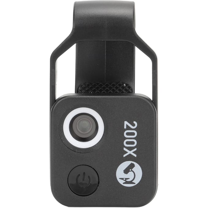 Microscope de poche mini pour téléphone 200X, design à clip, microscope pour téléphone avec lumière LED et CPL pour jadéite et métal noir