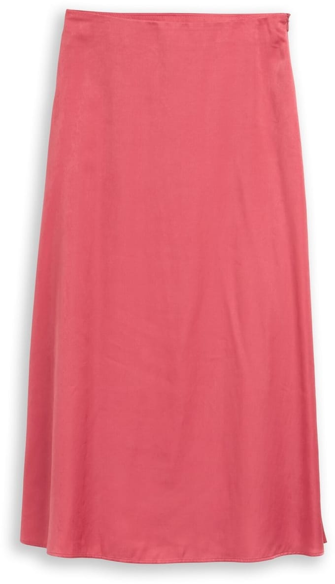 Tom Tailor - Hoge taille satijnen midi-rok - Maat 38 - cozy pink