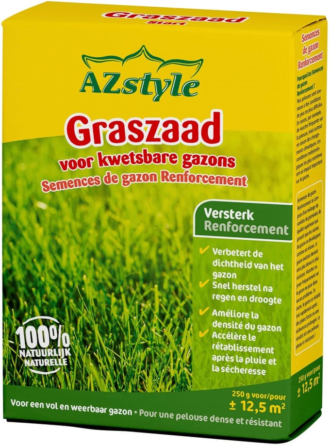 AZstyle Graszaad Versterk - voor Kwetsbare Gazons - voor 12,5 m² - 250 GR