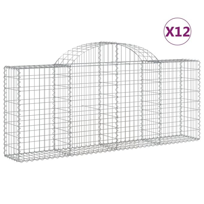 vidaXL - Schanskorven - 12 - st - gewelfd - 200x30x80/100 - cm - ijzer