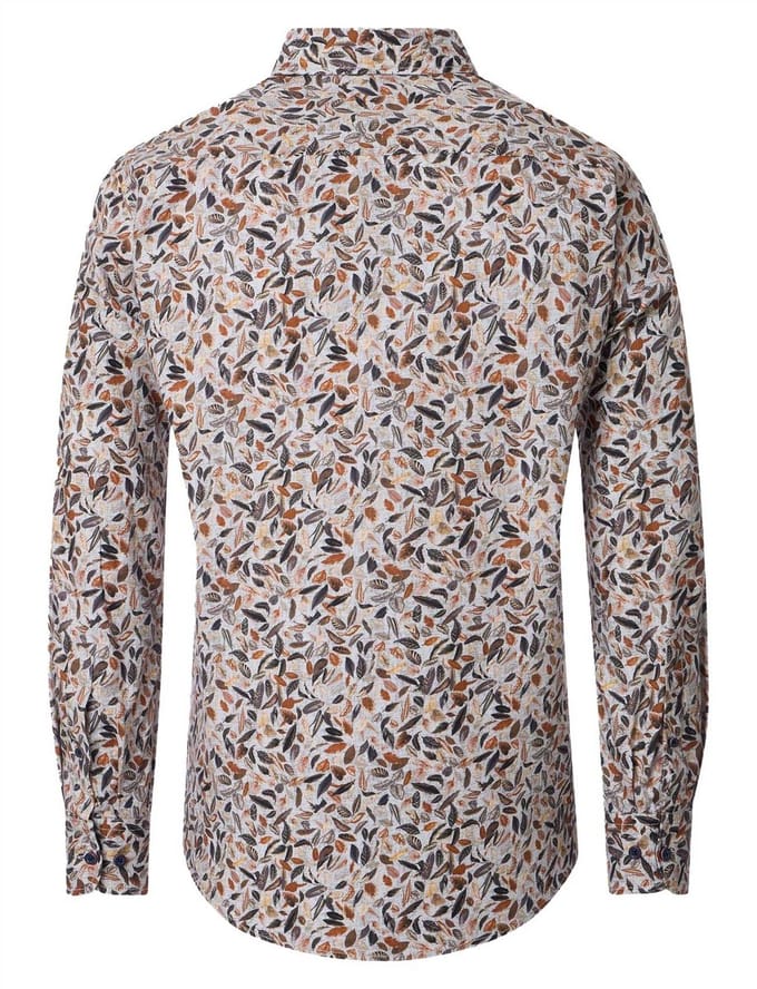 Casa Moda overhemd bruin geprint katoen button down wijde fit