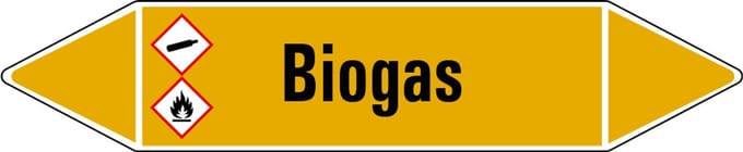 Biogas leidingmarkering op vel 179 x 37 mm - 5 per vel