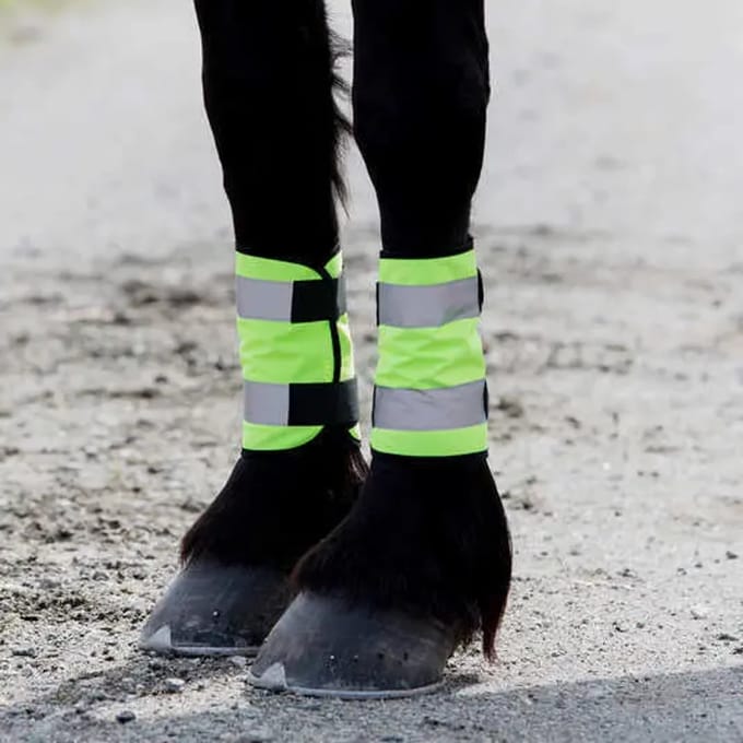 Horze Reflectie beenbeschermers - one size - fluorescerend - set van 2