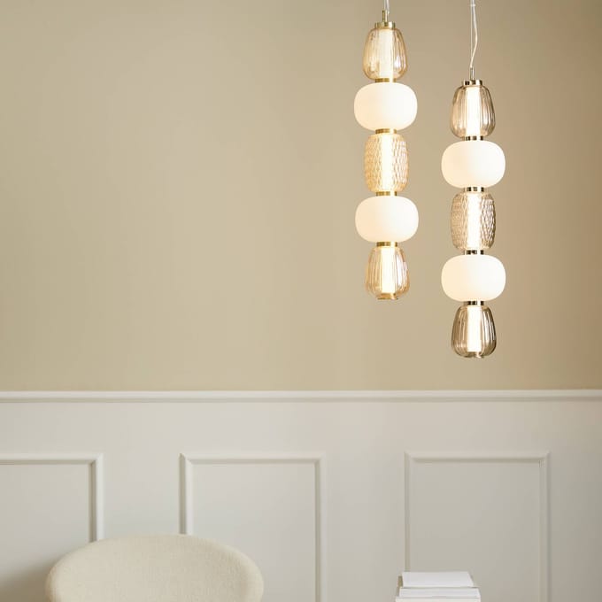 LOOM DESIGN LED hanglamp Pearl 5 grijs/chroom glas hoogte 78 cm