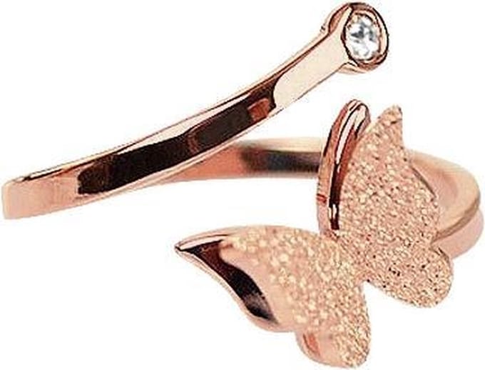 Montebello Ring Butterfly R - 316L Staal Rosé - Vlinder - One-Size