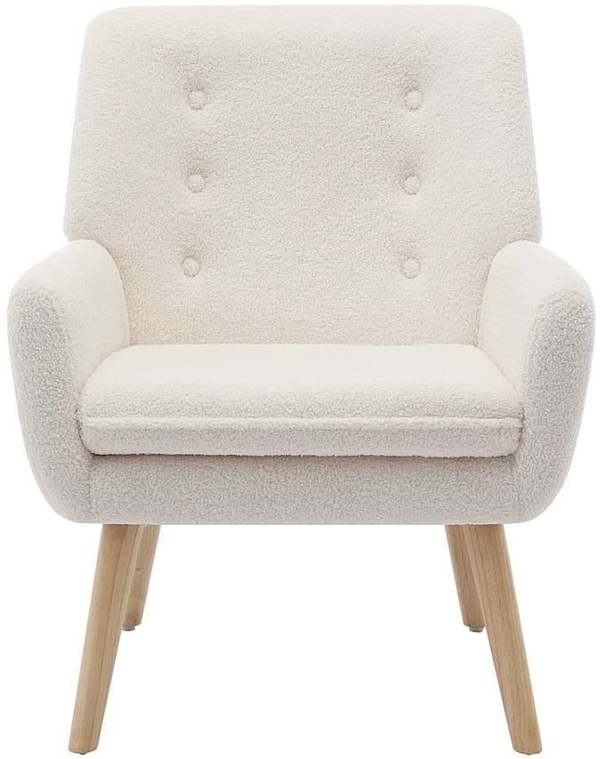 Vente-unique Fauteuil van witte boucléstof SERINO