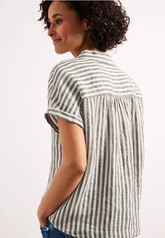 Gestreepte linnen blouse