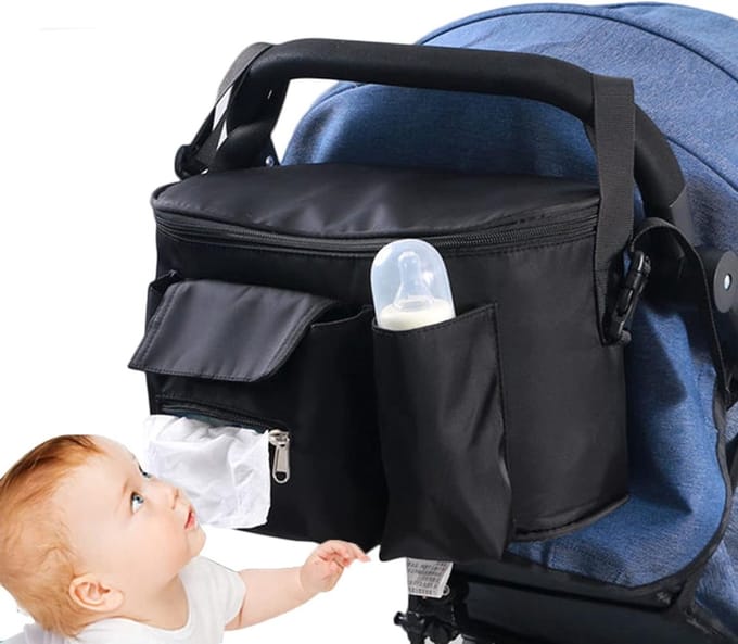 Pram Organiser Bag voor Babyspullen, Waterdichte Buggy Tas met Schouderband, Ideaal voor Luiers en Speelgoed