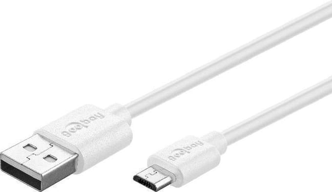 Goobay Fast Charging USB naar USB Micro B kabel - tot 2,5A - USB2.0 / wit - 1 meter