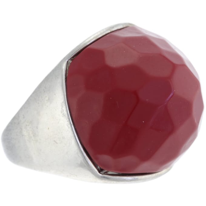 Behave - Ring - Stijlvolle Donkerrode Bordeau Statement Ring – Metalen Ring 2.4 cm – Nikkelvrij