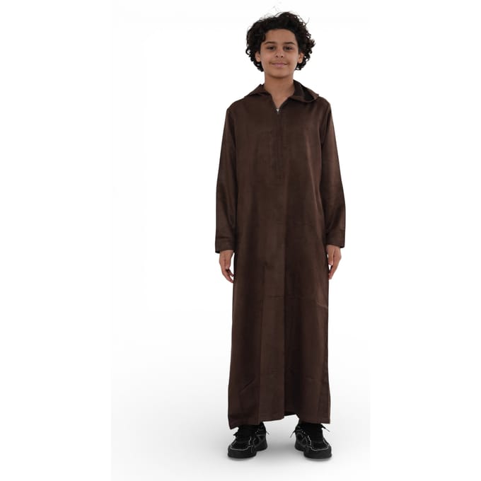 Kinderen Jongens Capuchon Eid Bruine Marokkaanse Jubba Robe Ramadan Eid Thobe - K-HM12
