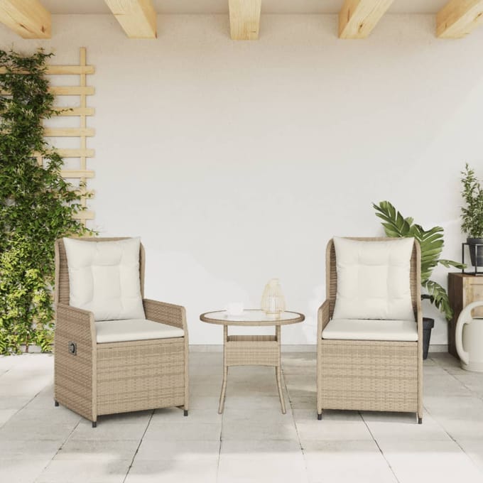 vidaXL - Tuinstoelen - 2 - st - verstelbaar - poly - rattan - beige