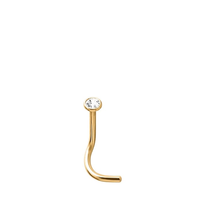 Lucardi Dames Stalen neuspiercing goldplated kristal - Piercing - Staal - Goudkleurig