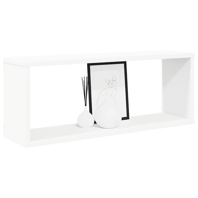 vidaXL - Wandschappen - kubus - 2 - st - 60x15x23 - cm - bewerkt - hout - wit
