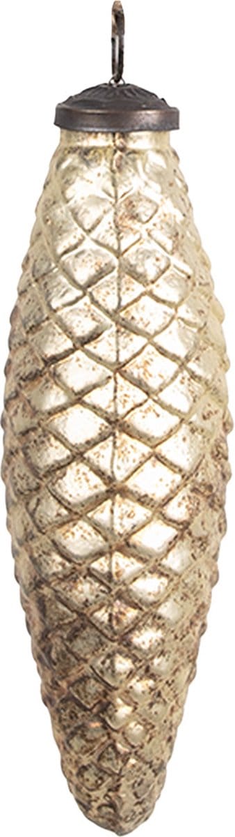 Clayre & Eef Kerstbal Overig 6x5x16 cm Goudkleurig Glas Kerstballen