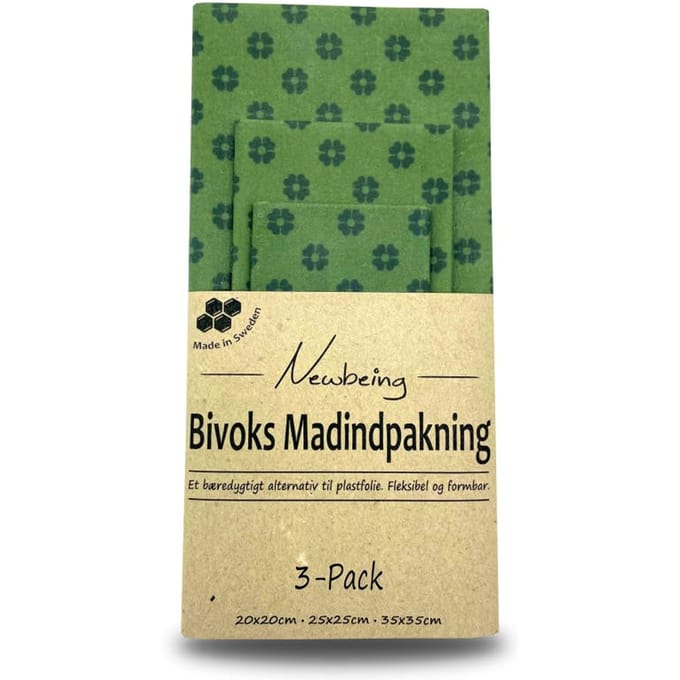 Newbeing Beeswax Food Wrap Green 3 st