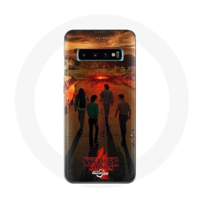 Coque pour Samsung Galaxy S10 Stranger Things Saison 4 Affiche Art Equipages de la Nouvelle Théorie