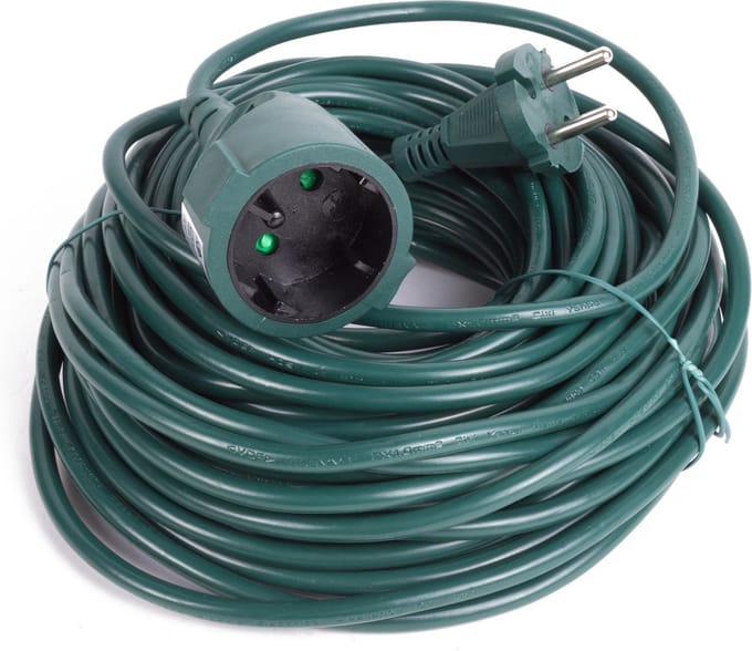 Benson Verlengsnoer 20 meter - H05VV-F2 - 2×1mm² - Zonder randaarde - Groen