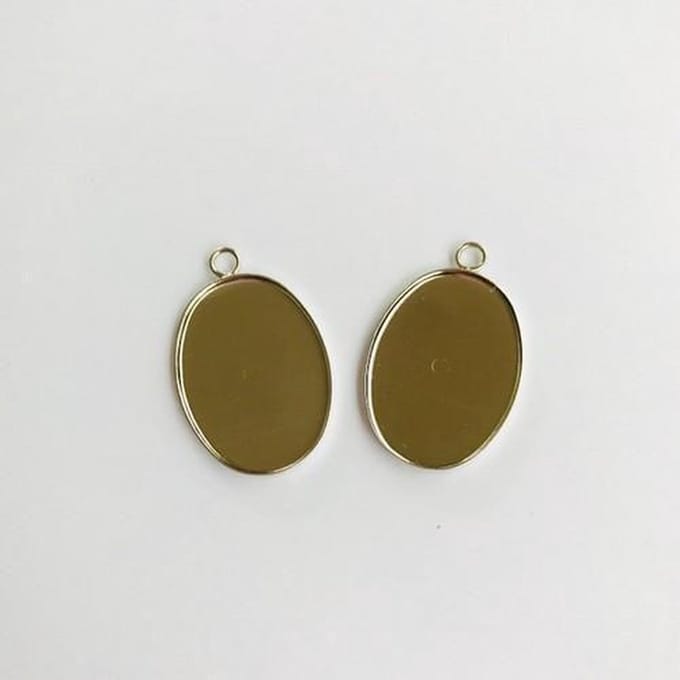 Hanger with 1 eye, Oval, 25 x 18mm Top, Platinum, 2 pcs