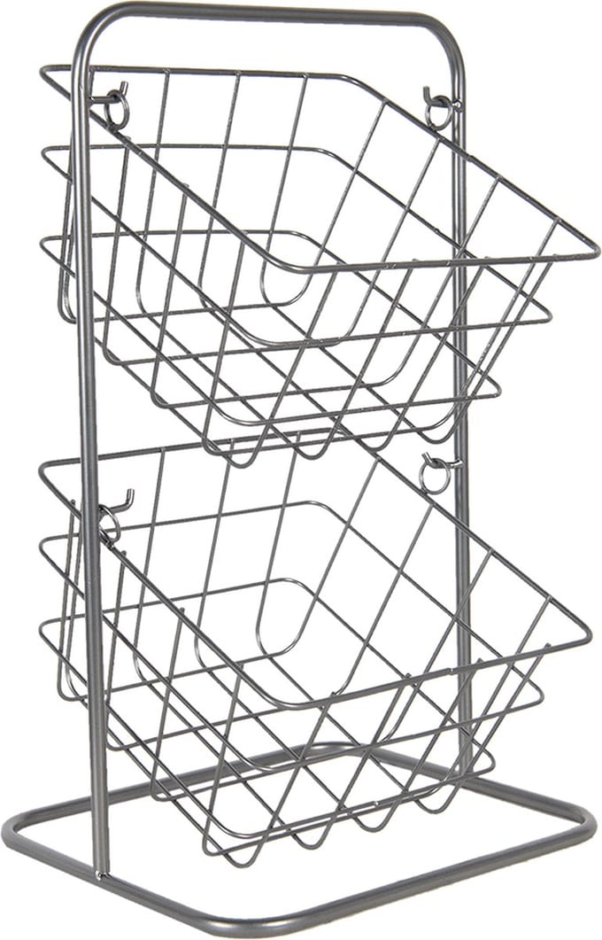 Clayre & Eef Mandenrek 22x22x41 cm Grijs Metaal