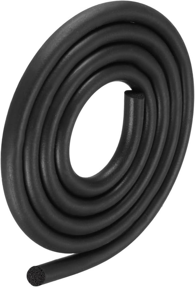 Foamrubber weersomlijst strips 10mm x 2m EPDM rubber rond zwart
