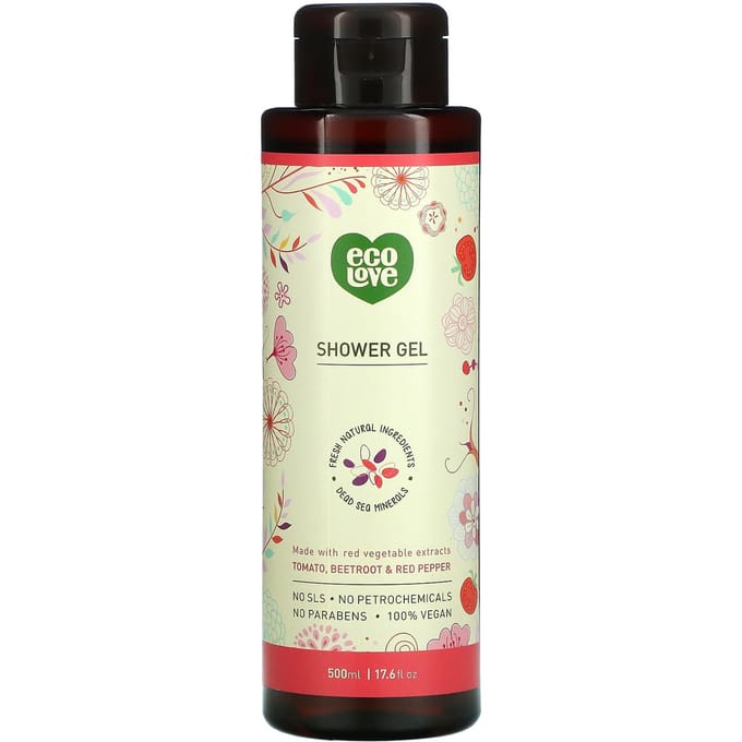 Eco Love, Gel Douche, Tomate, Betterave & Poivron Rouge, 500ml (17.6 fl oz) beige