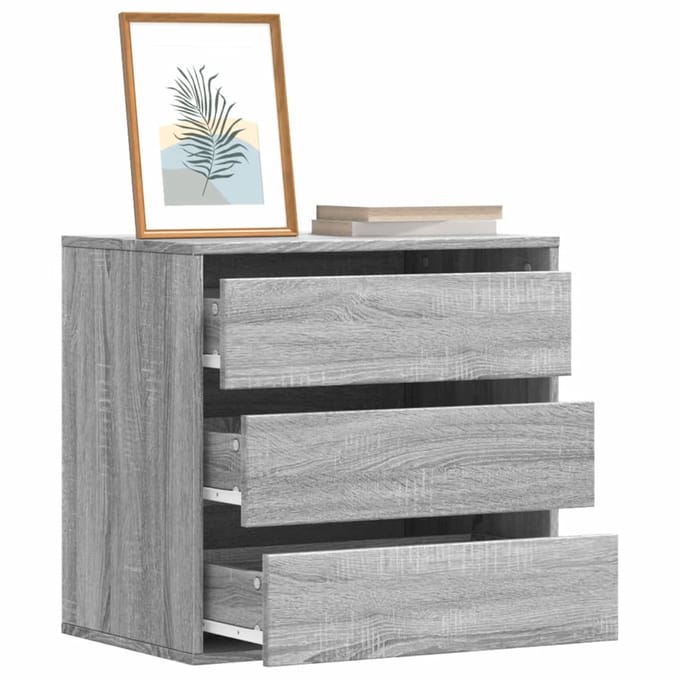 vidaXL - Ladekast - 60x41x58 - cm - bewerkt - hout - grijs - sonoma - eikenkleurig