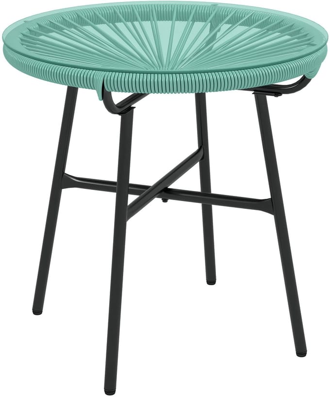 Outsunny Rattan bijzettafel - Metaal - 50x50x50cm - Groen