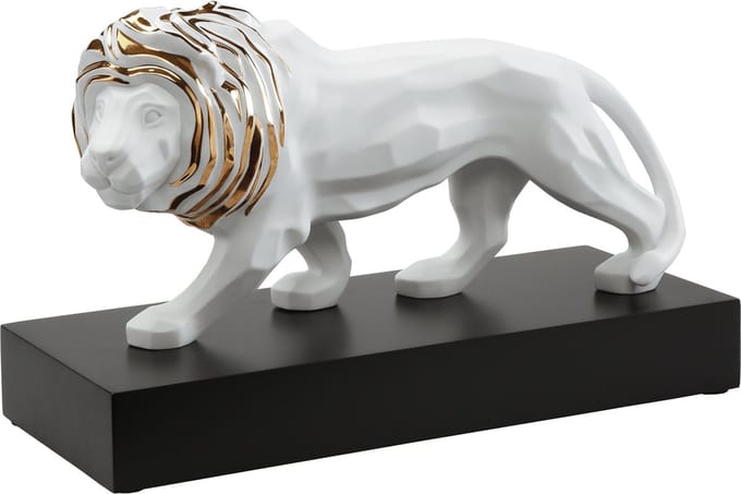 Goebel - Studio 8 | Decoratief beeld / figuur Leeuw | Porselein - 43cm - Limited Edition - met echt goud