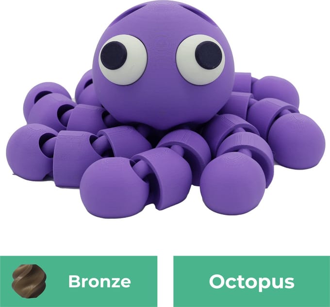 Flexibele octopus beeld – Decoratief beeld - Brons - 3d geprinte beeld – Unieke woondecoratie - 25CM