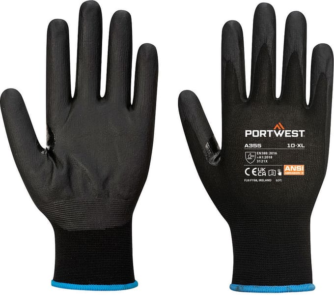 Portwest NPR15 Touchscreenhandschoen van nitrilschuim (PK12) - Zwart - M