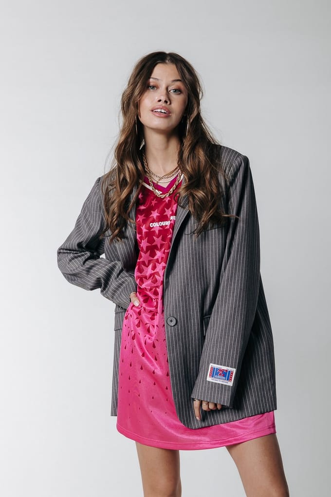 Colourful Rebel Jesra Stripe Single Breasted Boyfriend Blazer- Maat M