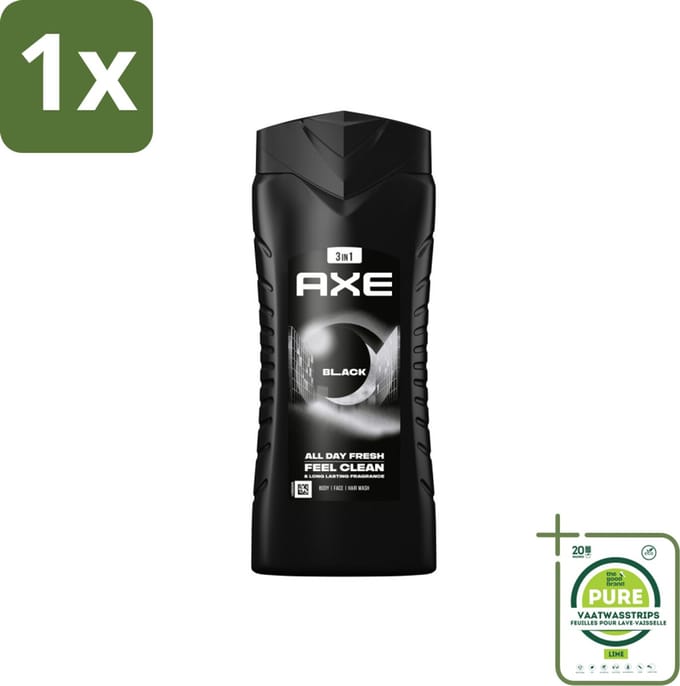 1 x Axe 3-in-1 Douchegel XL Black 400 ml - Douchegel - Axe - Black - Bevroren Peer - Cederhout