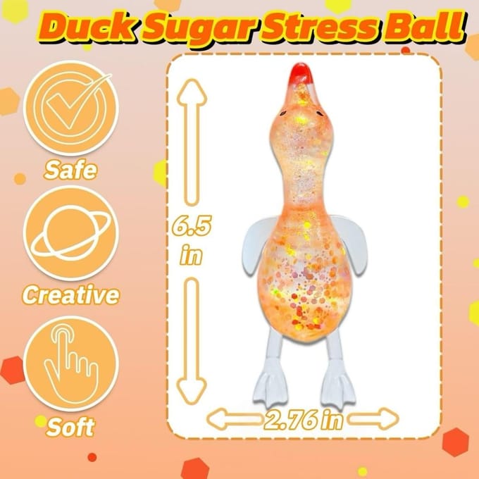 Squishy Glitter Eend Kinderen Fidget Speelgoed Dier Suiker Stressbal Stressverlichting Sensorisch Speelgoed Feestartikelen Paasmand Vullers yellow