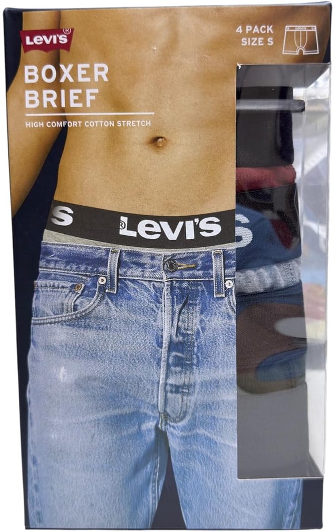 Levi's Boxer Brief - Boxershorts - Black/Green/Grey/Red - Maat S - 4 Pack
