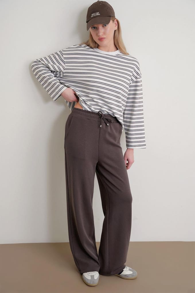 Hoge taille instap rechte broek met zakken