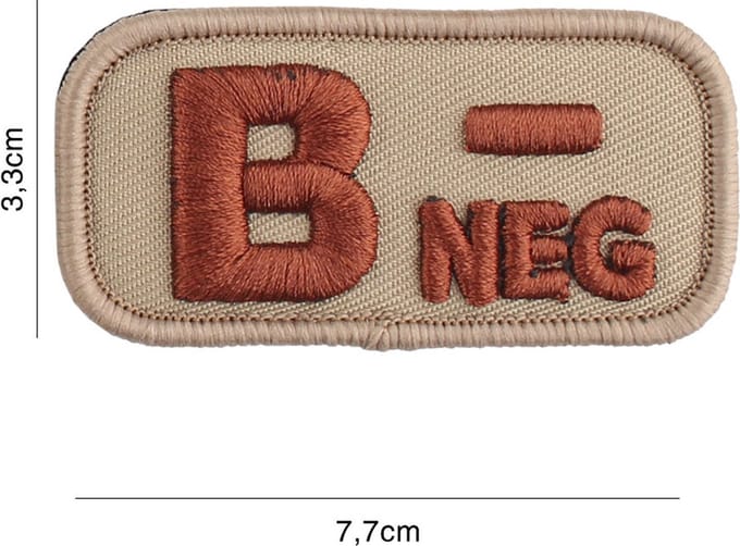 Embleem stof bloedgroep B-negatief coyote